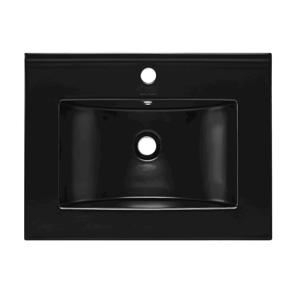 24" Vanity Sink Top in Glossy Black. Picture 3