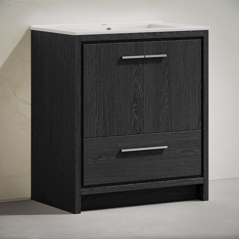 Virage 30" Freestanding Bathroom Vanity in Black Oak with Sink Top. Picture 3
