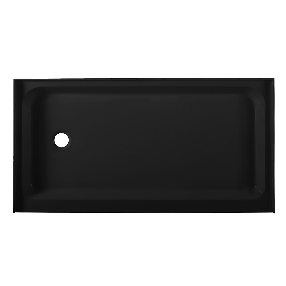 Voltaire 60" x 32" Acrylic Black, Single-Threshold, Left-Hand Drain, Shower Base. Picture 1