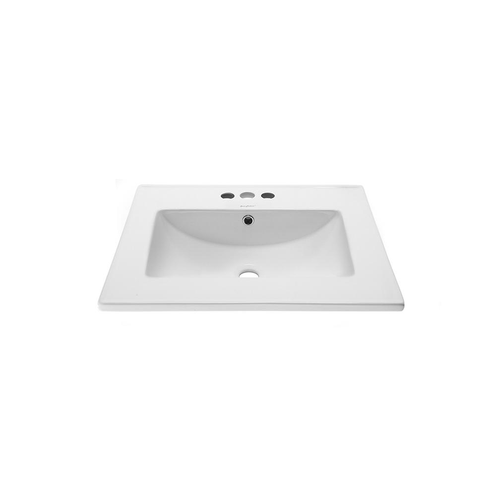Ceramic Vanity Top 24 with Three Faucet Holes. Picture 1