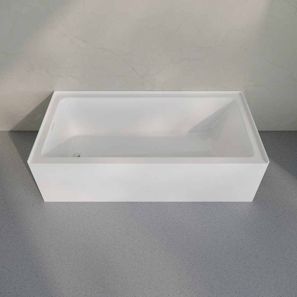 Voltaire 72 x 32 Skirted Left Drain Soaking Alcove Bathtub in Glossy White. Picture 6