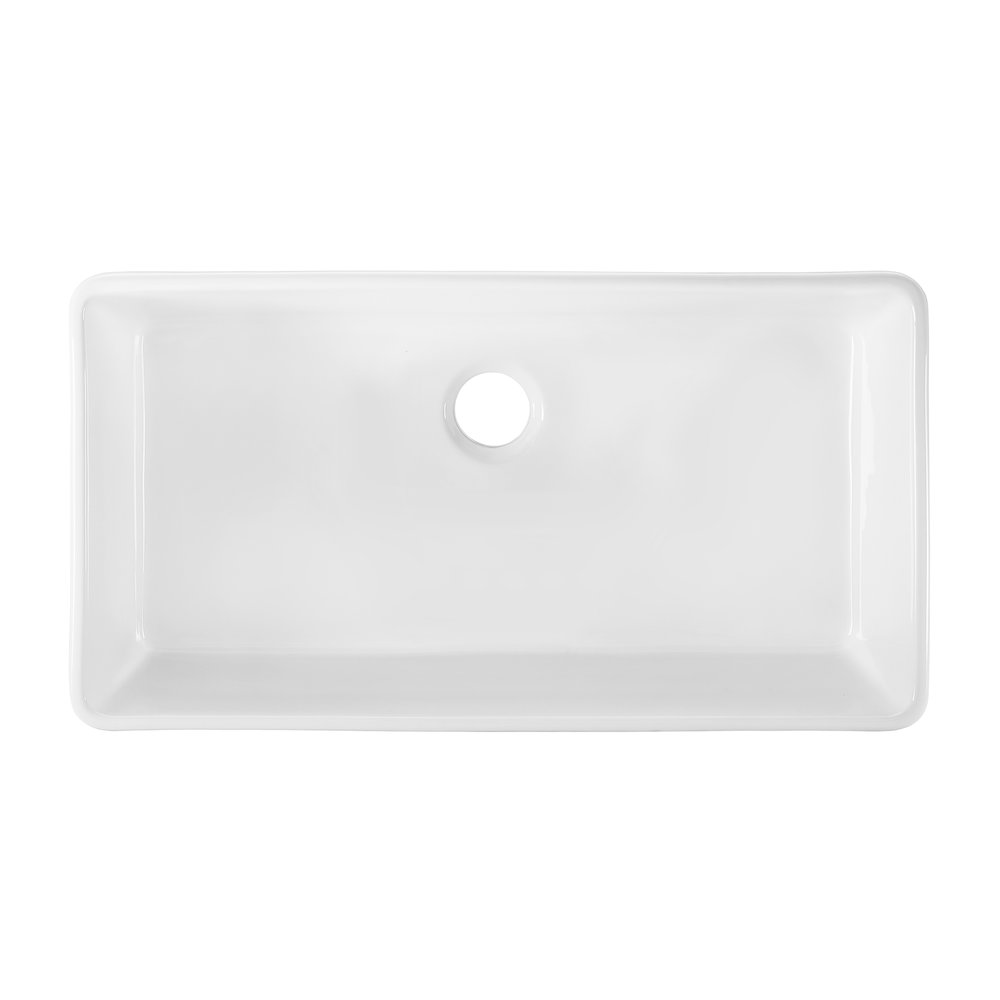 Elegance 36" x 20" Single Basin Fireclay Farmhouse Kitchen Sink in Glossy White. Picture 2