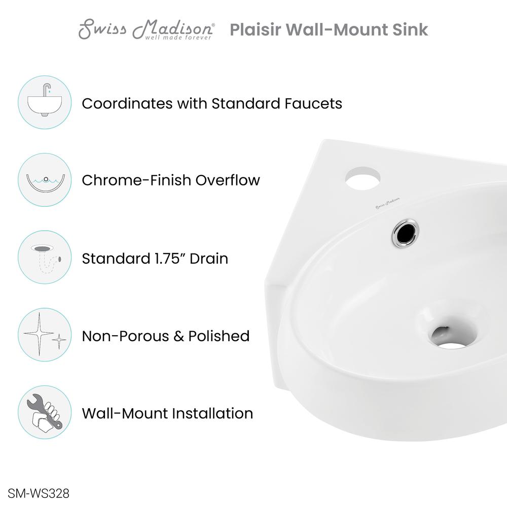 Plasir Corner Wall Hung Sink. Picture 6