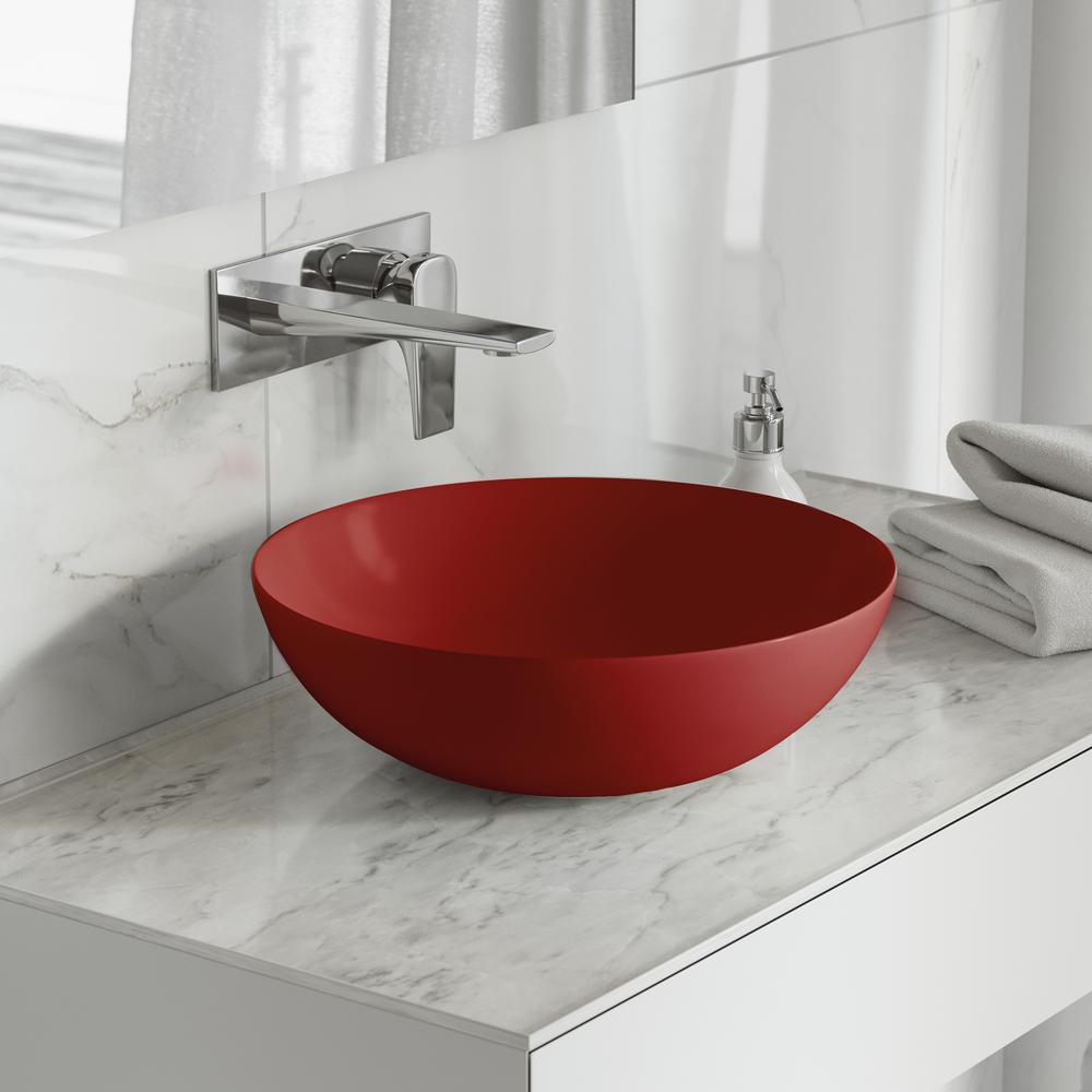 Classe 16 Ceramic Sink in Matte Red. Picture 17