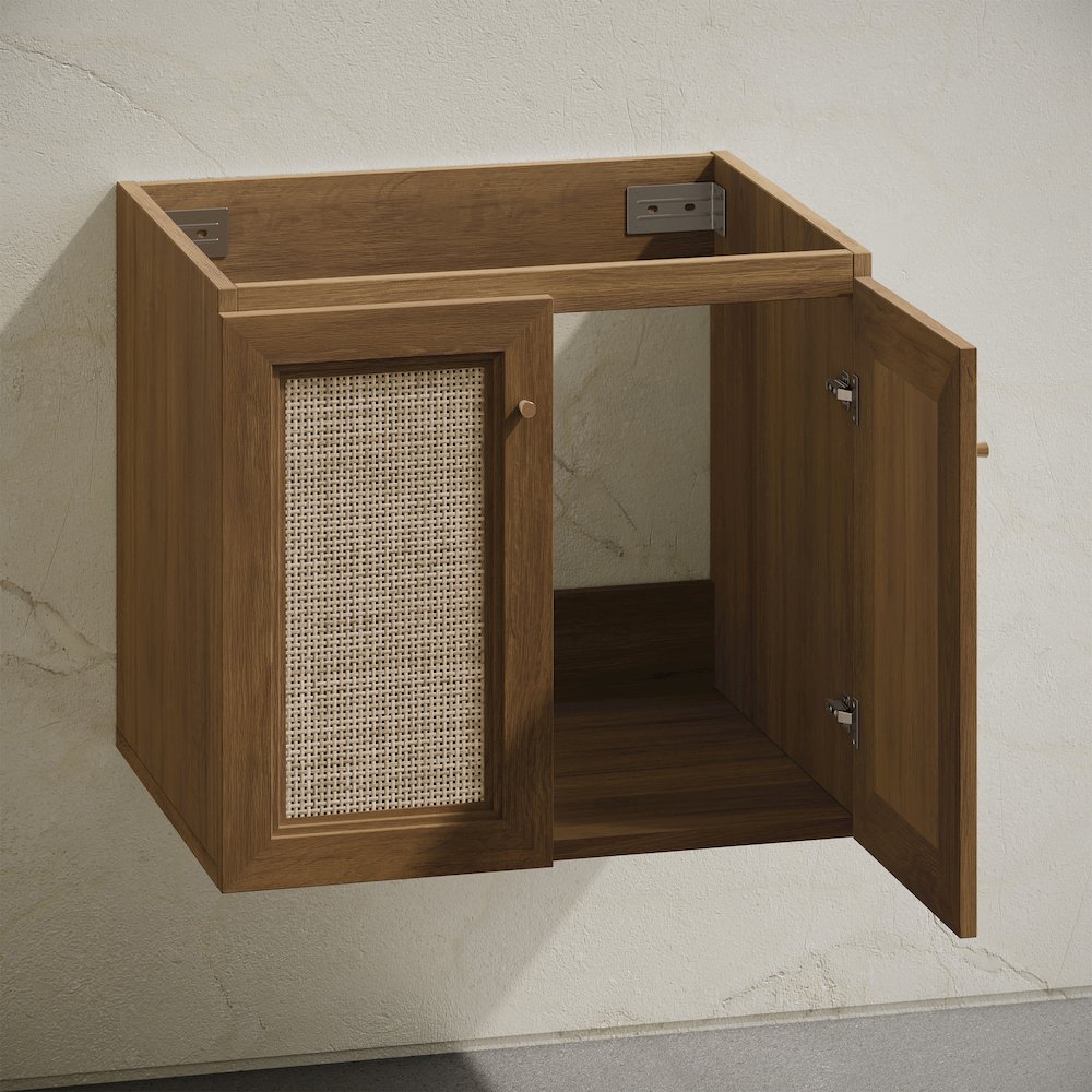 Classe 24" Wall-Mounted Bathroom Vanity in Brown Oak without Sink Top. Picture 6