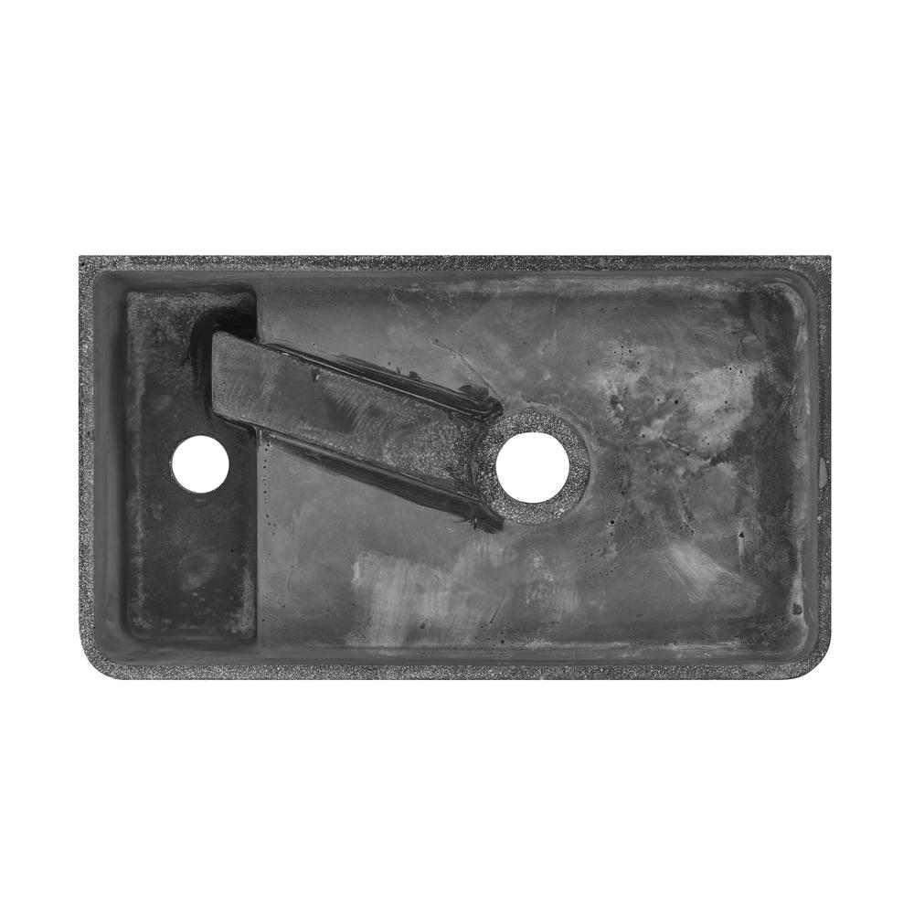 Lisse 17.5” Rectangle Concrete Wall-Mount Bathroom Sink in Dark Grey. Picture 11