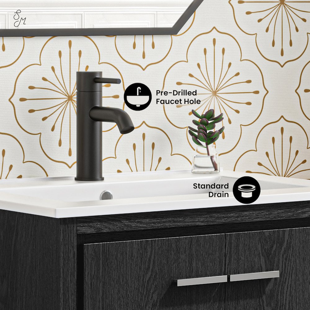 Virage 24" Freestanding Bathroom Vanity in Black Oak with Sink Top. Picture 9