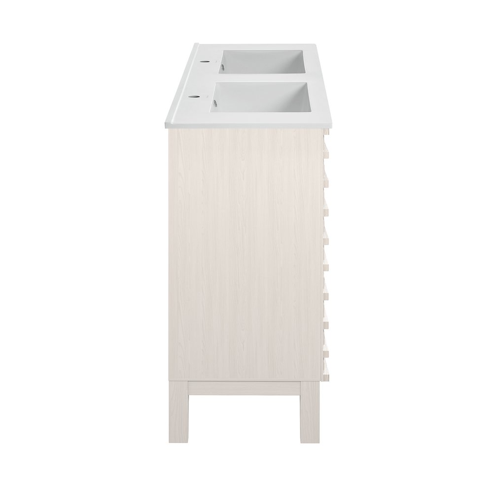 Cascade 48" Freestanding Bathroom Vanity in White Oak with Double Basin Sink Top. Picture 3