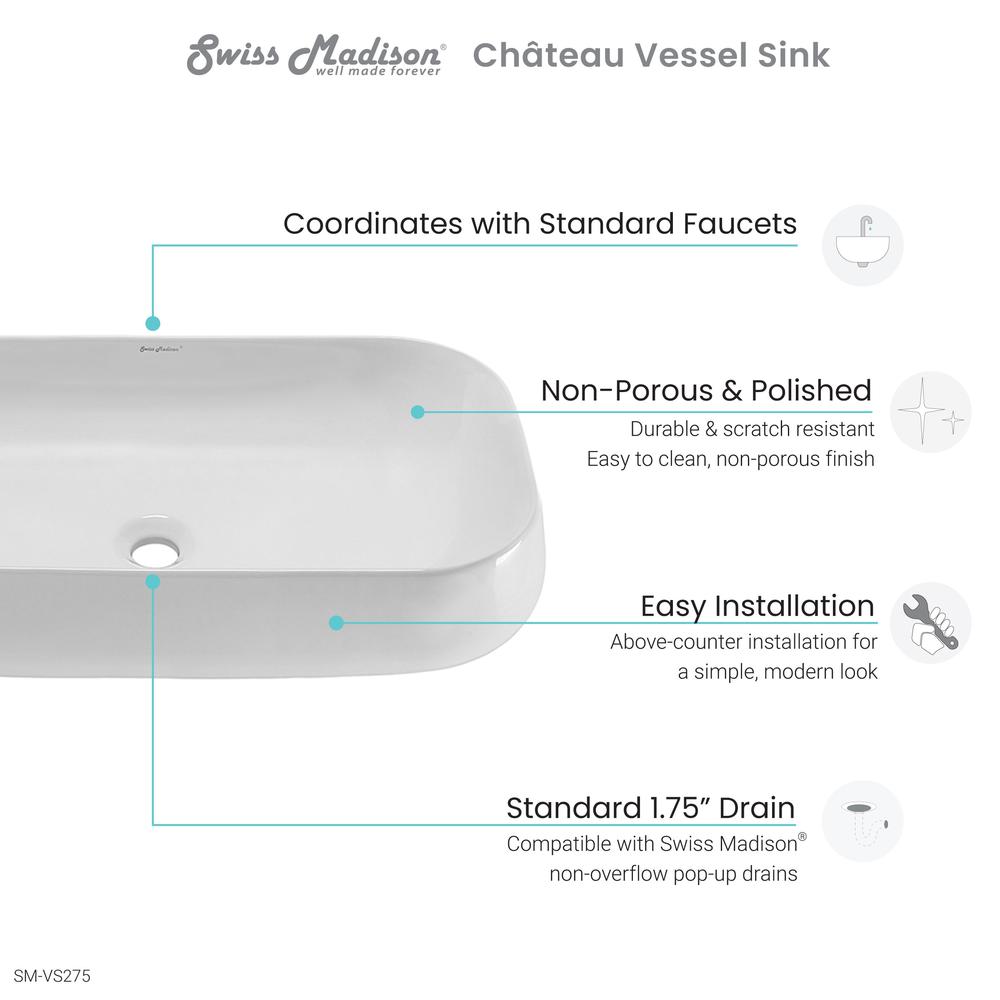 Chateau 28 Rectangle Ceramic Vessel Sink. Picture 8