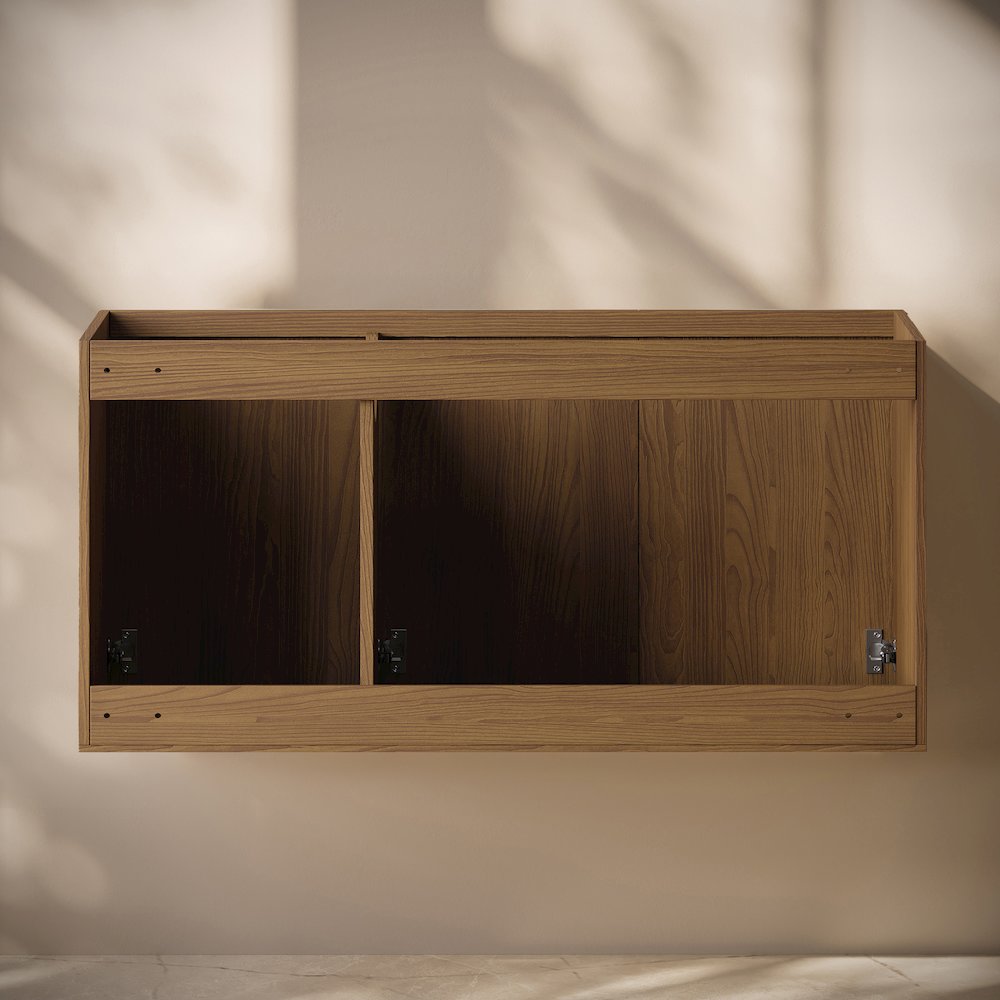Cascade 48" Wall-Mounted Bathroom Vanity Cabinet without Top in Brown Oak. Picture 4