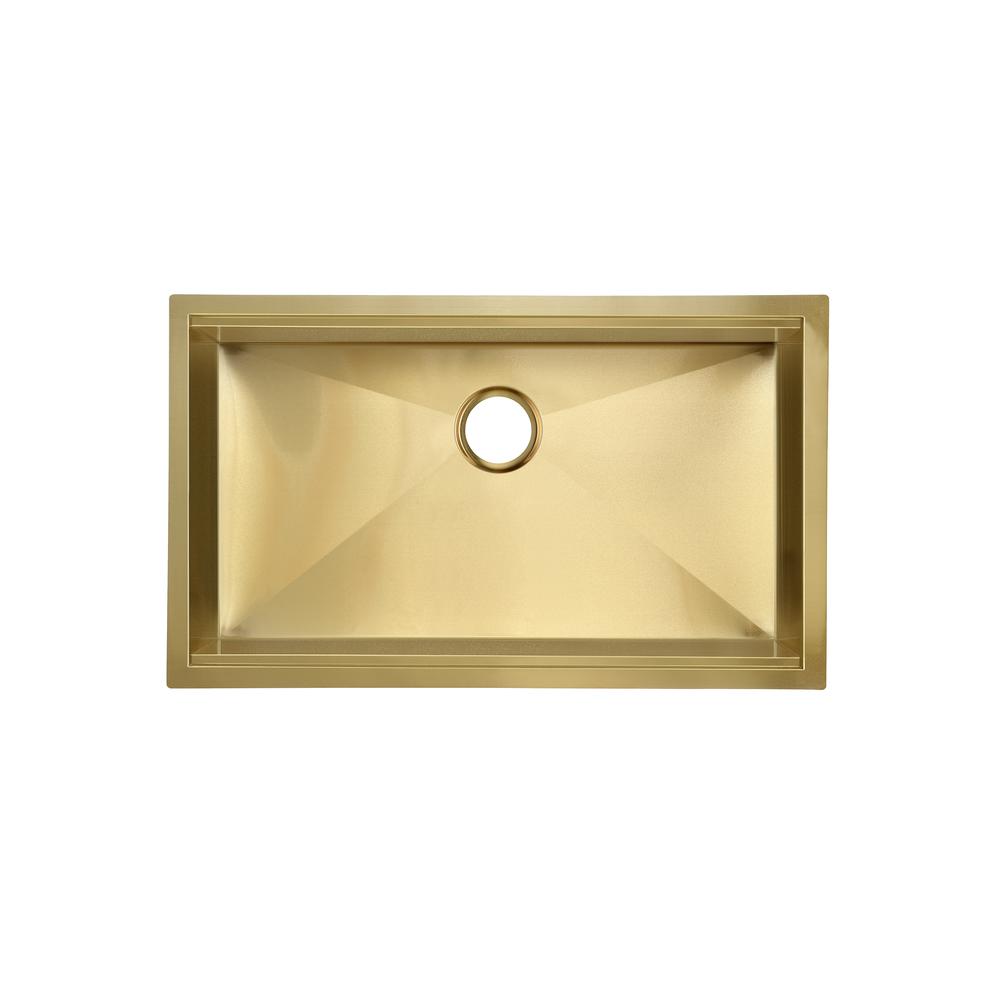 Stainless Steel, Single Basin, Undermount Kitchen Workstation Sink in Gold. Picture 12