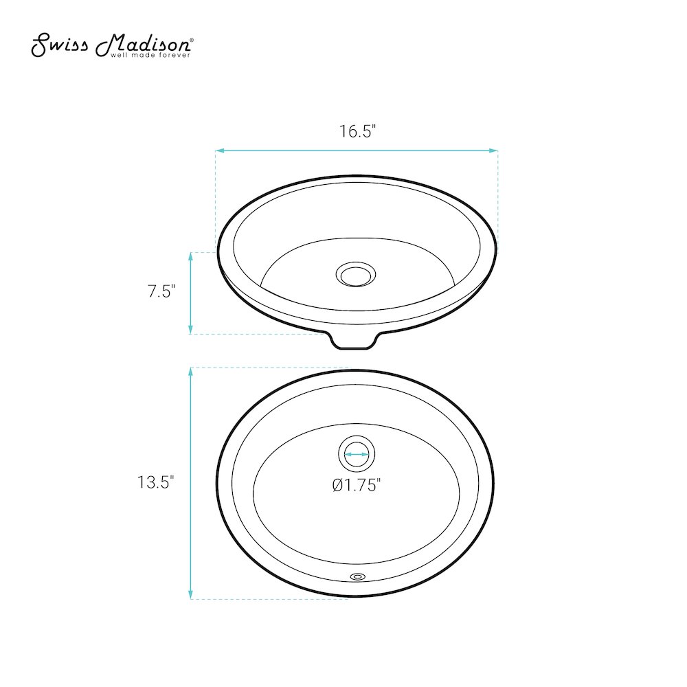 Plaisir 16.5" Ceramic Undermount Bathroom Sink in Matte Black. Picture 6