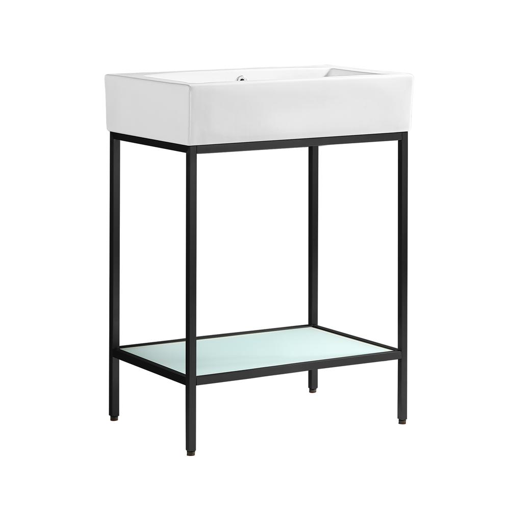 Pierre 24 Single, Freestanding, Matte Black Metal Frame Bathroom Vanity. Picture 2
