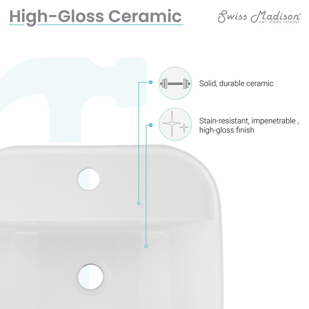 Carré 17.5" Wall-Mount Bathroom Sink. Picture 9