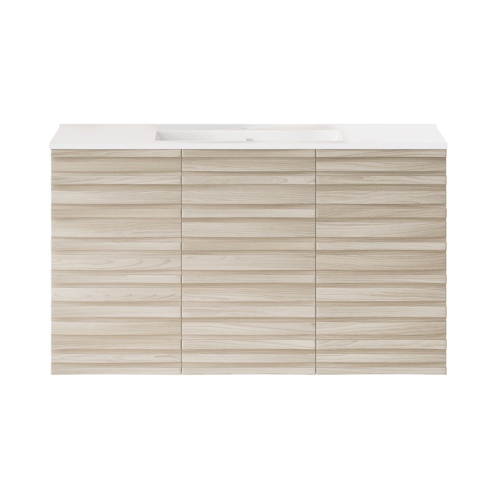 Cascade 36" Wall-Mounted Bathroom Vanity in White Oak with Sink Top. Picture 1