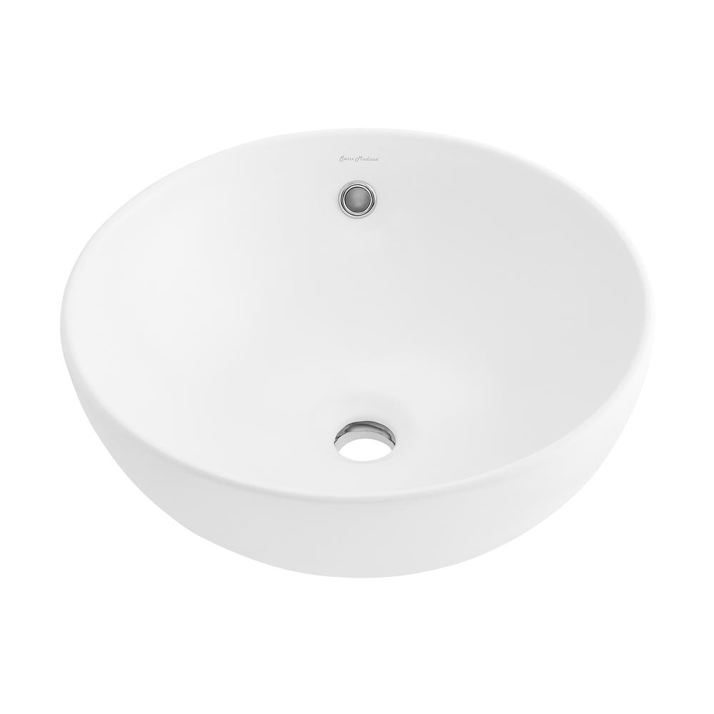 Sublime 17” Round Vessel Sink in Matte White. Picture 1