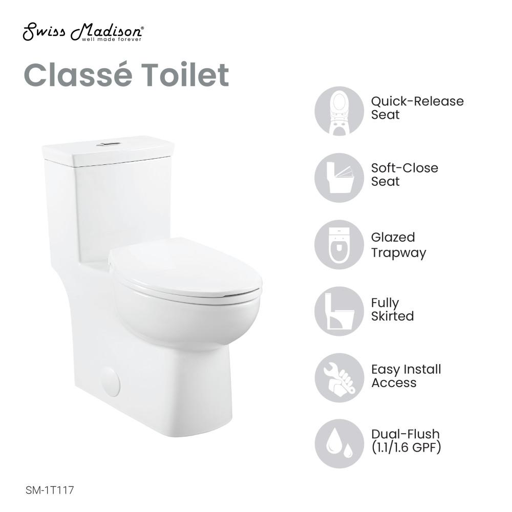 Classe One-Piece Toilet Dual-Flush 1.1/1.6 gpf. Picture 3