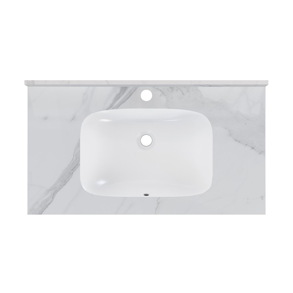 Avancer 36'' Wall Mount Sink In White Marble. Picture 6