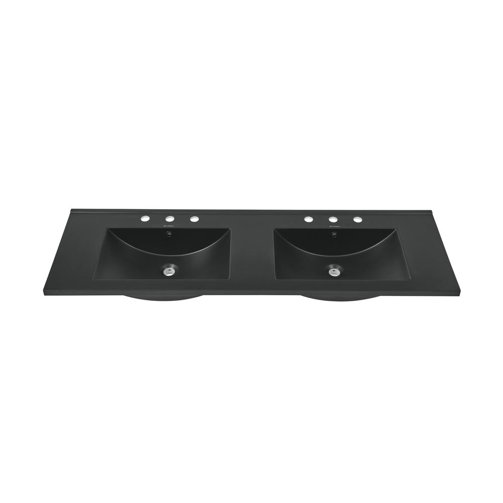 60 inch Vanity Top Bathroom Sink in Matte Black with 3 Holes. Picture 4