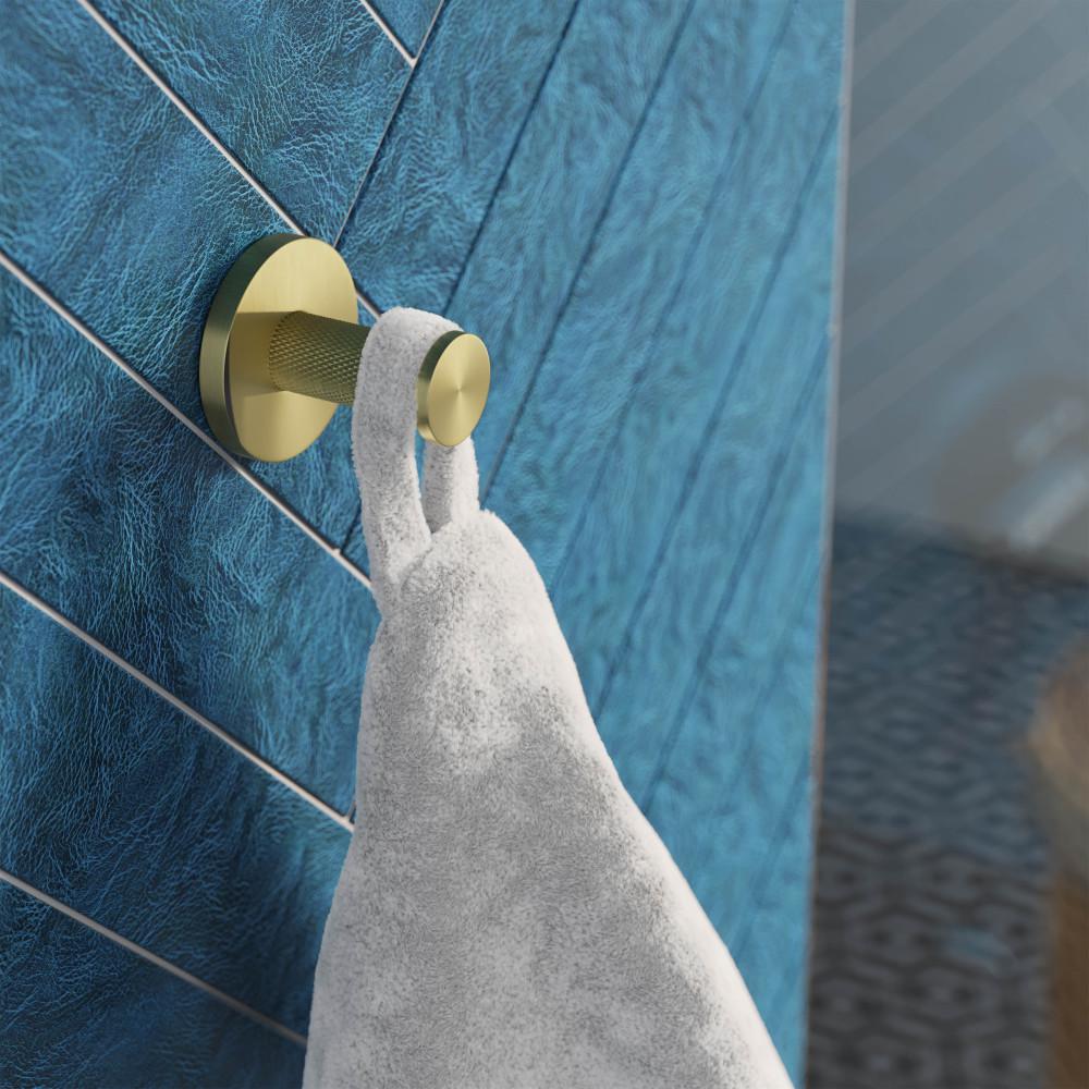 Avallon Stainless Steel Bathroom Robe Hook in Brushed Gold. Picture 2