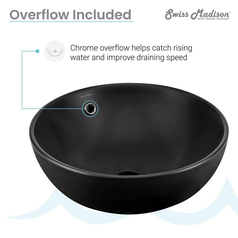 Sublime 17” Round Vessel Sink in Matte Black. Picture 11