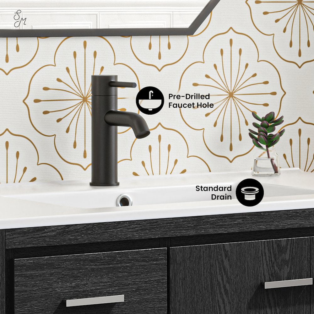Virage 36" Freestanding Bathroom Vanity in Black Oak with Sink Top. Picture 9