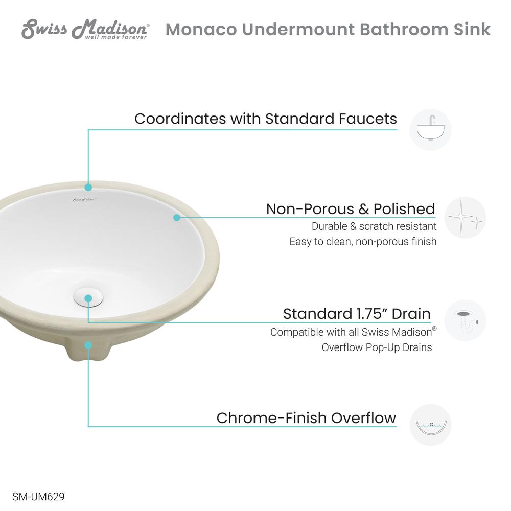 Plaisir 16.5 Oval Under-Mount Bathroom Sink. Picture 7