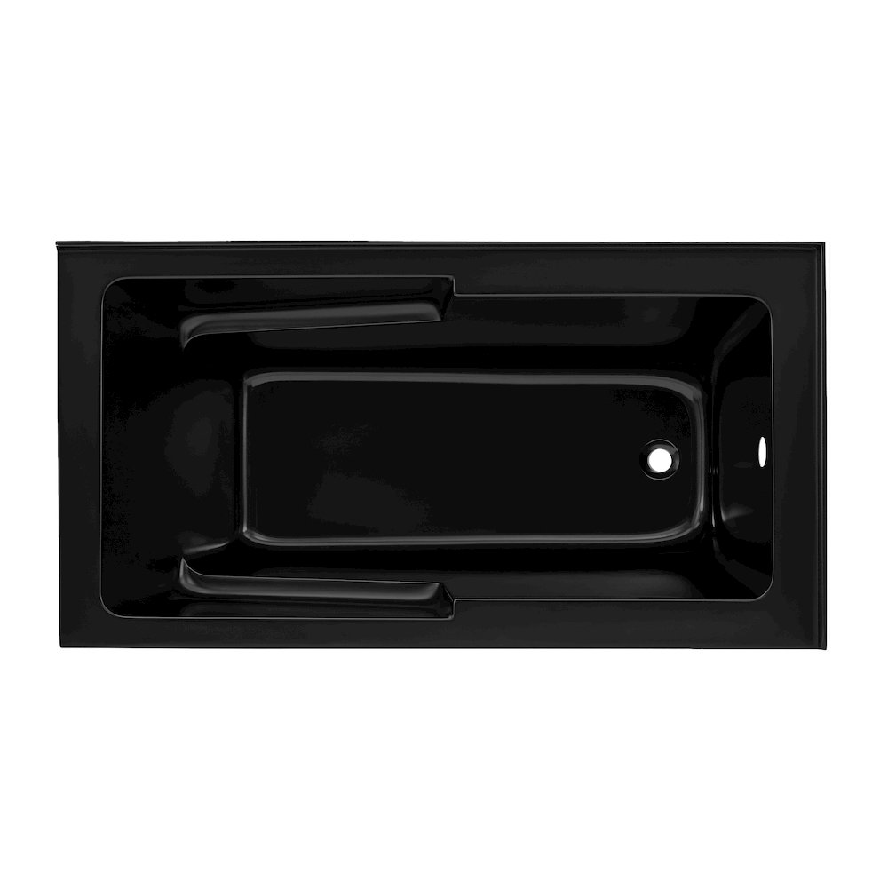 Voltaire 60 x 32 Right Drain Soaking Alcove Corner Apron Bathtub in Matte Black. Picture 7