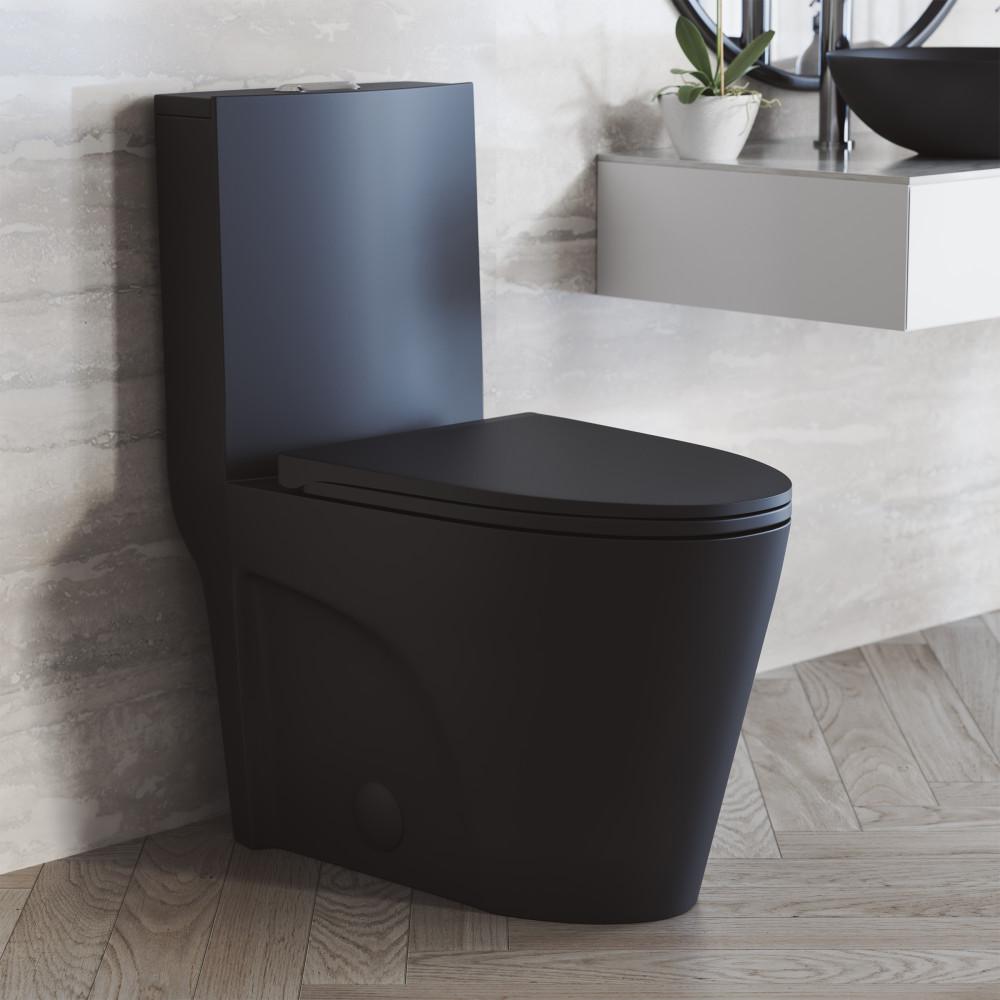 One-Piece Elongated Toilet Vortex Dual-Flush in Matte Black 1.1/1.6 gpf. Picture 2