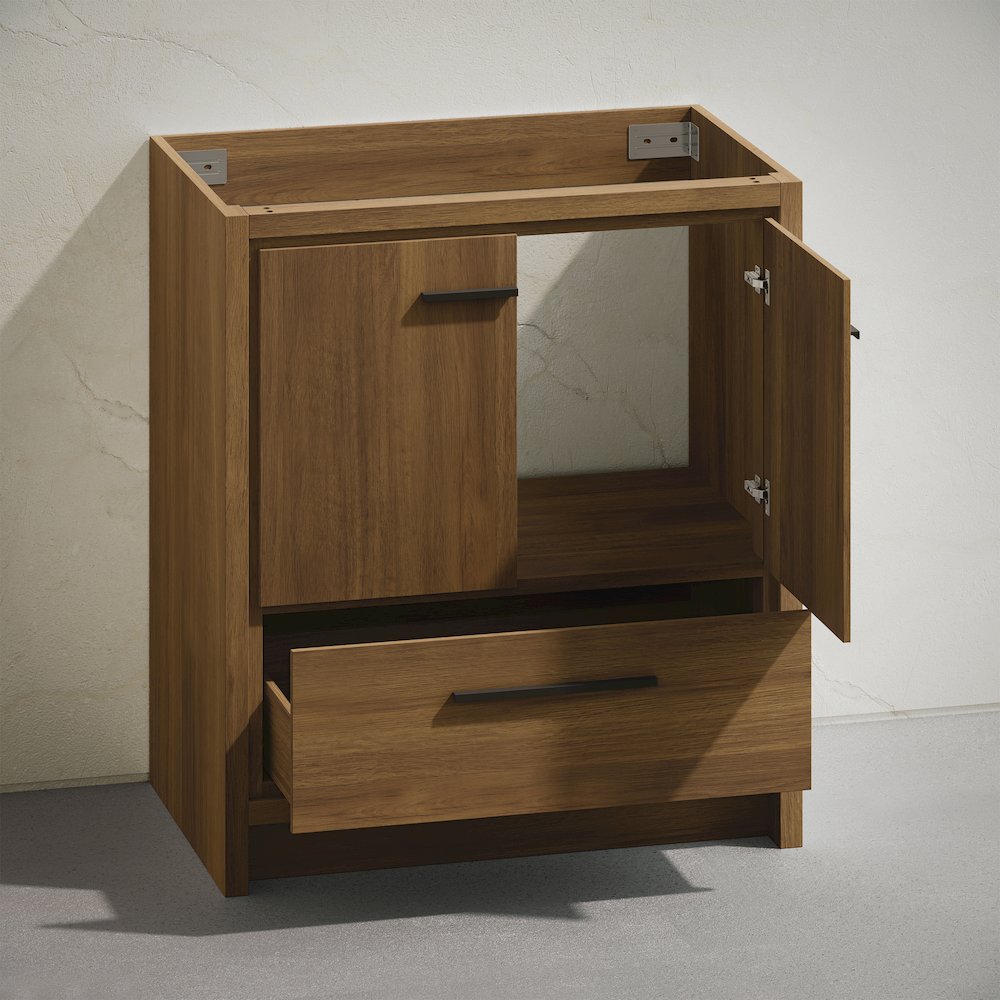 Virage 30" Freestanding Bathroom Vanity in Brown Oak without Sink Top. Picture 6