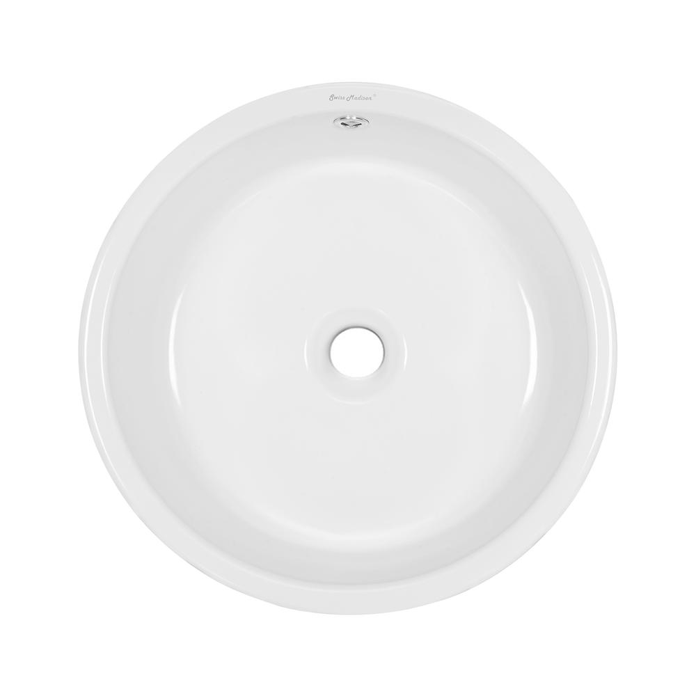Monaco Round Ceramic Bathroom Vessel Sink in White. Picture 1