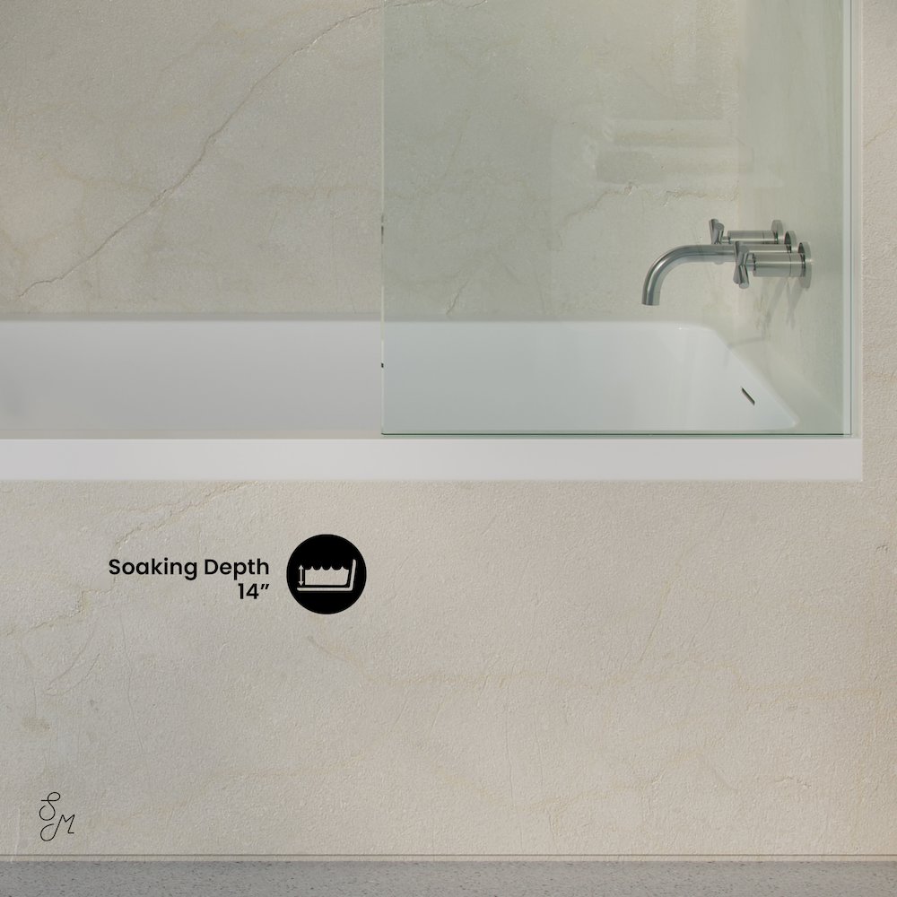Right Drain Soaking Alcove Bathtub in Glossy White with Integrated Armrest. Picture 4
