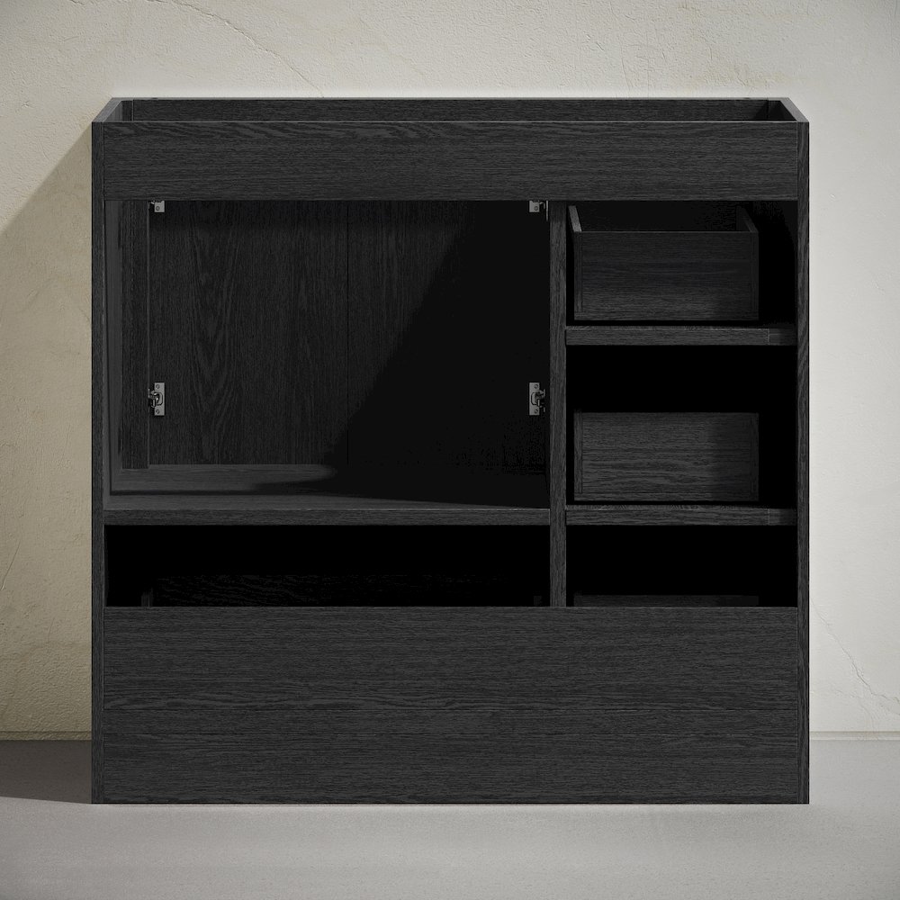 Virage 36" Freestanding Bathroom Vanity in Black Oak without Sink Top. Picture 4