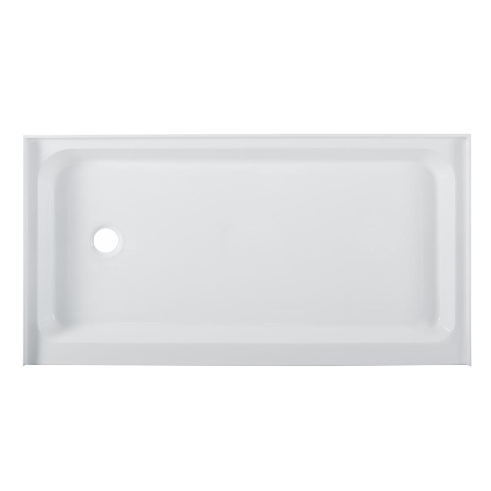 Voltaire 60" x 32" Acrylic White, Single-Threshold, Left-Hand Drain, Shower Base. Picture 1