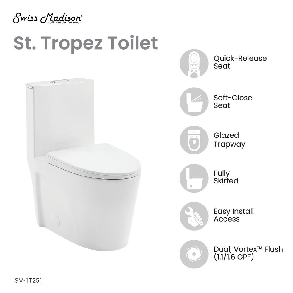 St. Tropez One-Piece Elongated Toilet, 14" Rough-In 1.1/1.6 gpf. Picture 3