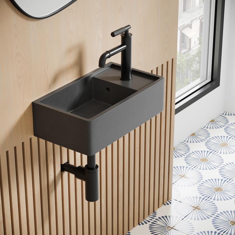 Lisse 17.5” Rectangle Concrete Wall-Mount Bathroom Sink in Dark Grey. Picture 22