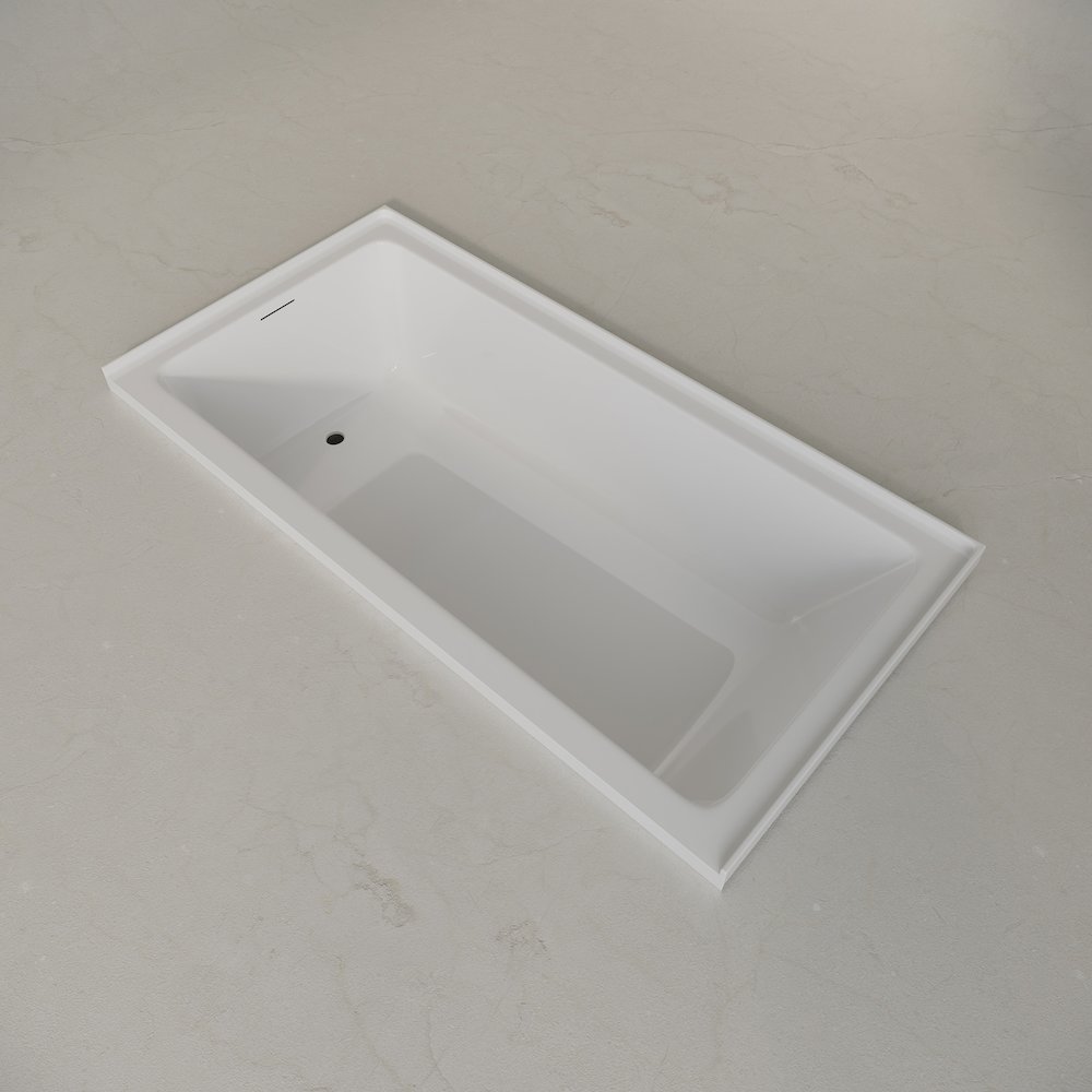 Left Drain Soaking Alcove Bathtub in Glossy White with Integrated Armrest. Picture 7