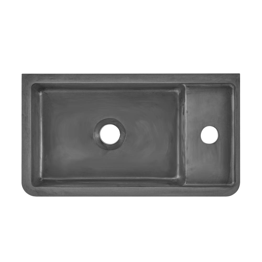 Lisse 17.5” Rectangle Concrete Wall-Mount Bathroom Sink in Dark Grey. Picture 6