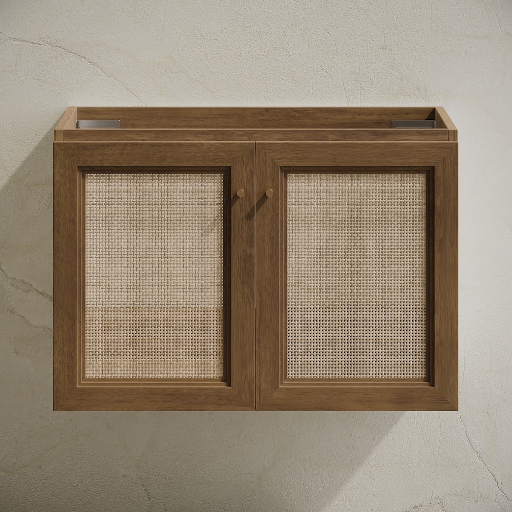 Classe 30" Wall-Mounted Bathroom Vanity in Brown Oak without Sink Top. Picture 4