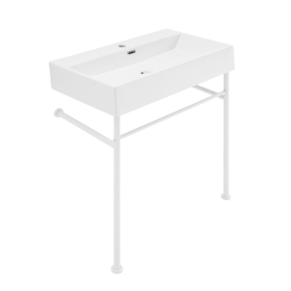 Claire 30" White Basin Matte White Legs. Picture 2