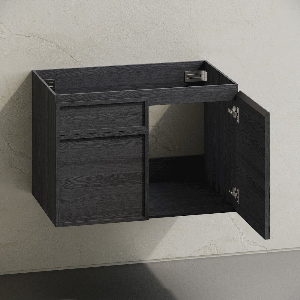 St. Tropez 30" Wall-Mounted Bathroom Vanity Cabinet without Top in Black Oak. Picture 4