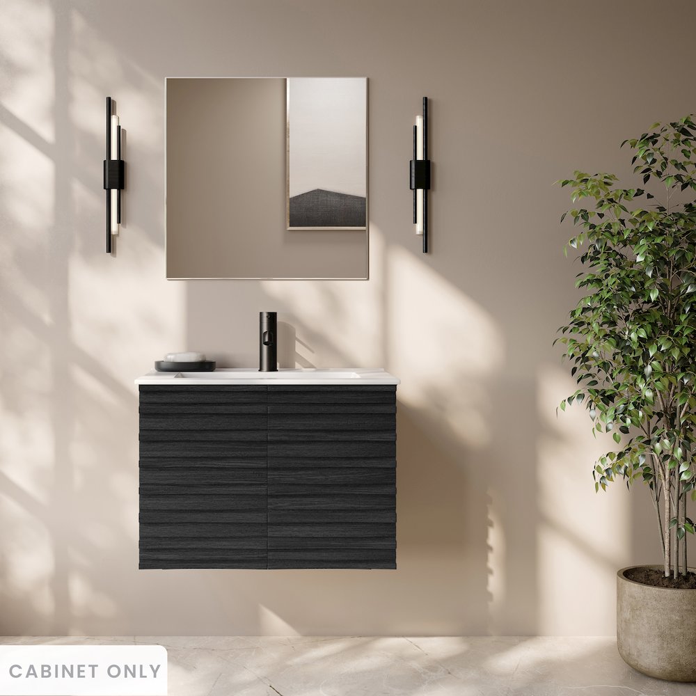 Cascade 30" Wall-Mounted Bathroom Vanity Cabinet without Top in Black Oak. Picture 2