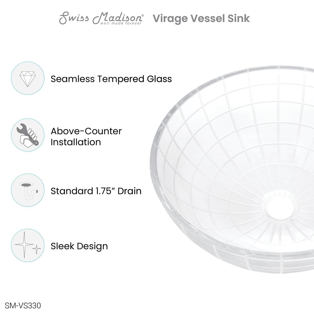 Virage 16.5" Round Glass Vessel Sink. Picture 8