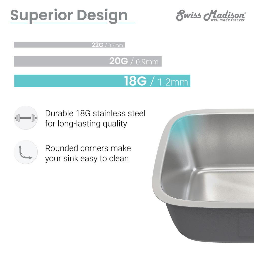 Toulouse 32 x 21 Stainless Steel, Dual Basin, Undermount Kitchen Sink. Picture 5