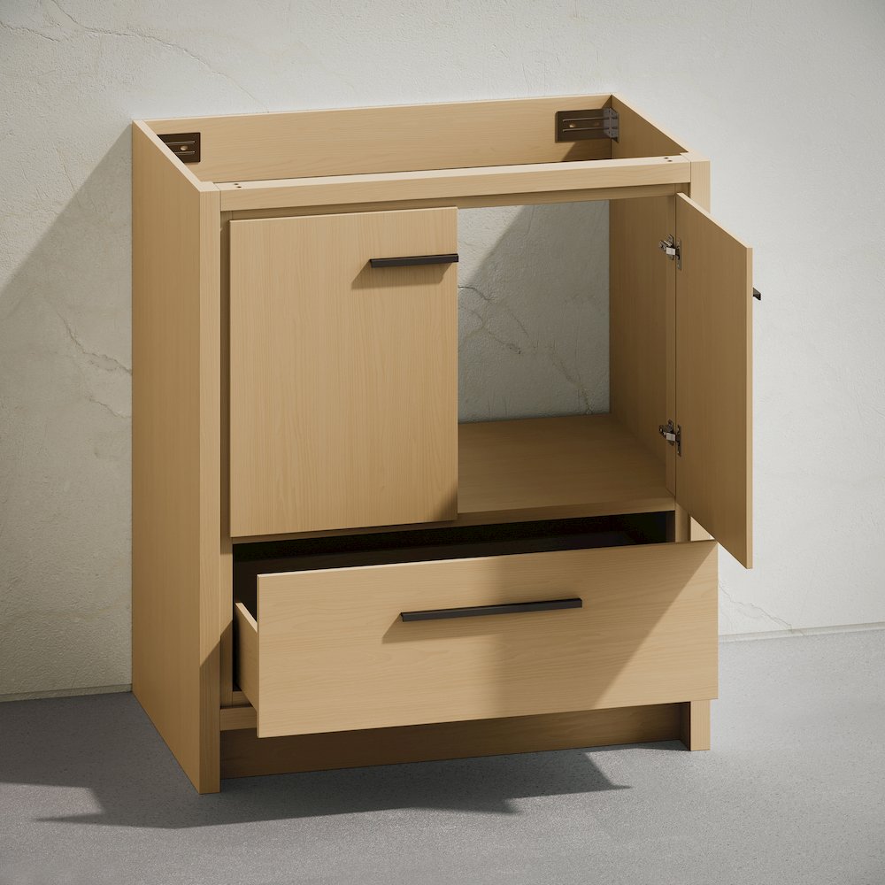Virage 30" Freestanding Bathroom Vanity in Natural Oak without Sink Top. Picture 6