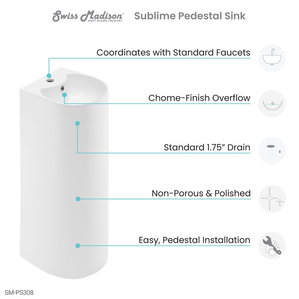 Sublime Rounded Basin Pedestal sink. Picture 5