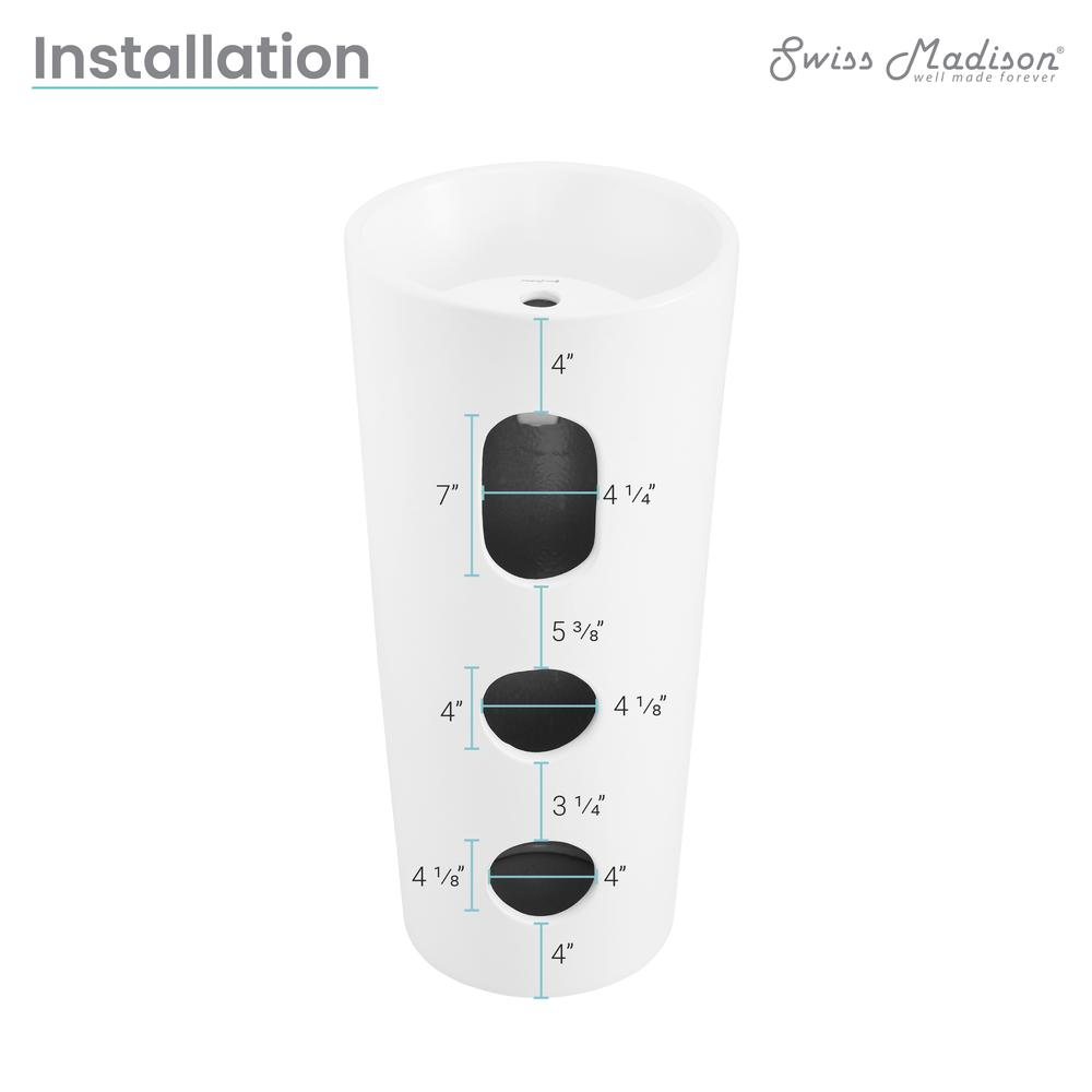 Monaco Circular Basin Pedestal Sink in Matte White. Picture 7