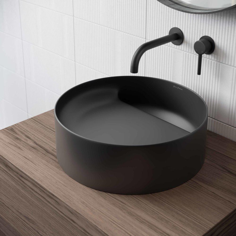 Beau 16.5" Round Vessel Bathroom Sink in Matte Black. Picture 2
