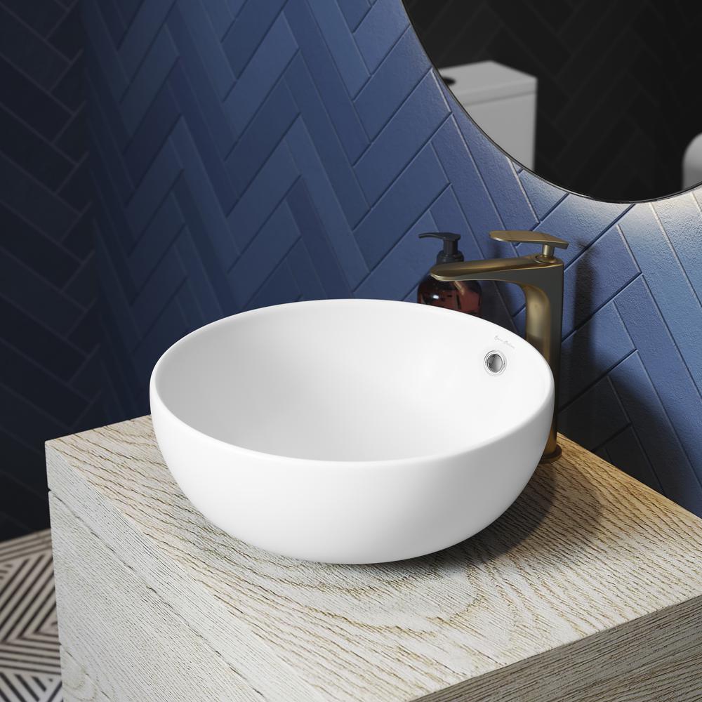 Sublime 17” Round Vessel Sink in Matte White. Picture 19