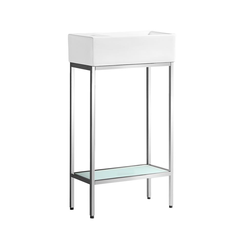 Pierre 19.5 Single, Freestanding, Open Shelf, Gold Metal Frame Bathroom Vanity. Picture 3